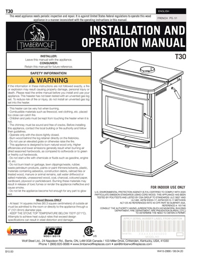 [OC214_000] TIMBERWOLF INSTRUCTION MANUAL - T30 PDF ONLY (EA/1)