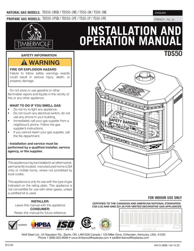 [OC220_000] TIMBERWOLF INSTRUCTION MANUAL - TDS50 PDF ONLY (EA/1)