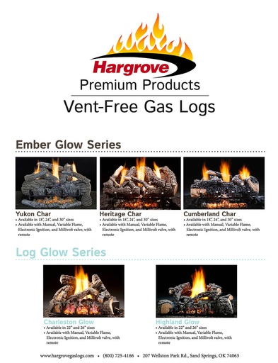 [OC50_000] HARGROVE VENT - FREE GAS LOGS (EA/1)